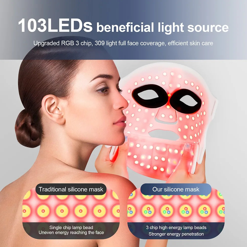 Foreverlily Silicone LED Mask With Neck 7 Color Photon Therapy