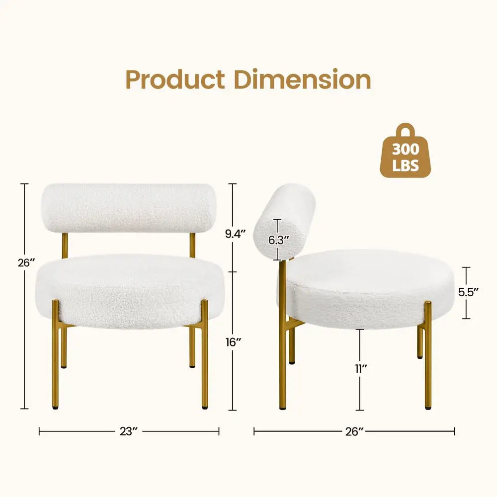 Modern Vanity Accent Chair With Boucle Upholstery And Metal Legs