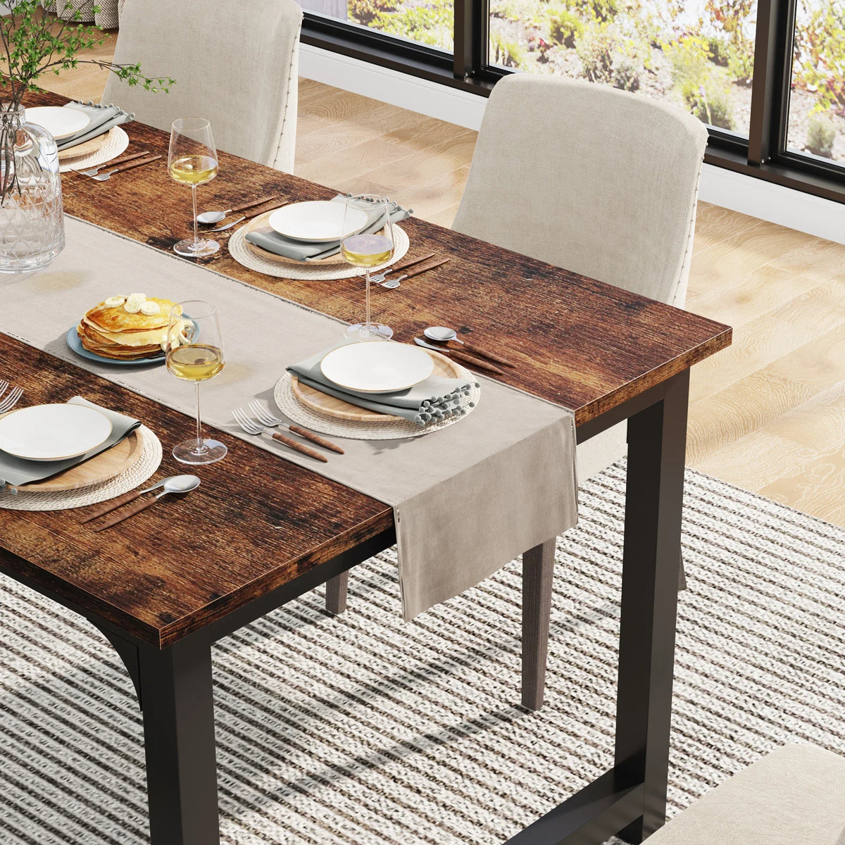 Tribesigns Rectangular Industrial Wood Dining Table For Six To Eight People