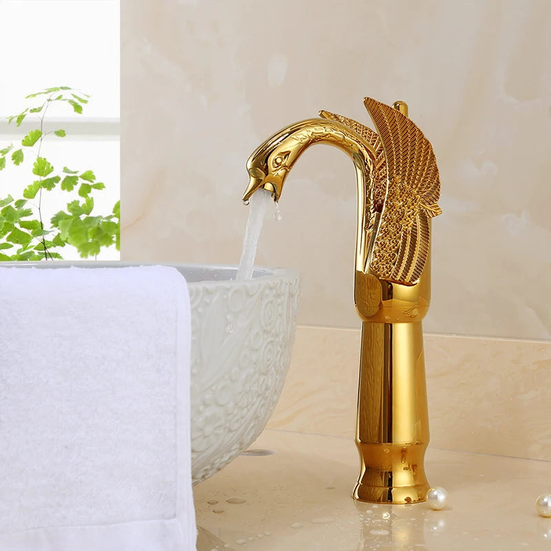 ALENARTWATER Swan Shape Single Handle Bathroom Sink Mixer Faucet