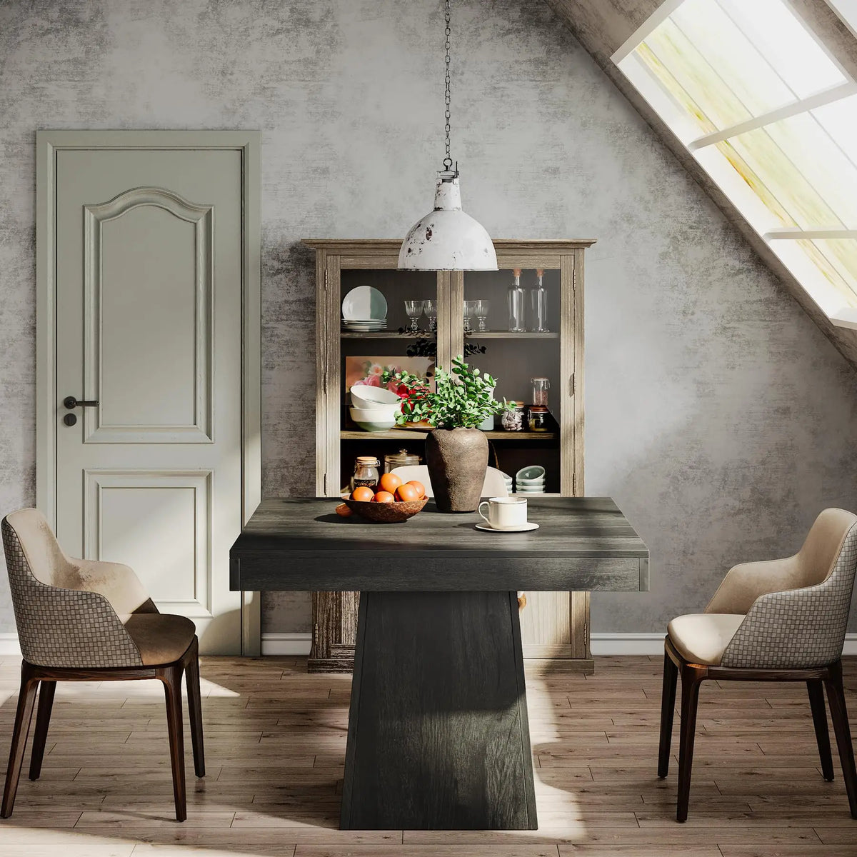 Tribesigns Farmhouse Square Dining Table With Sturdy Pedestal Base