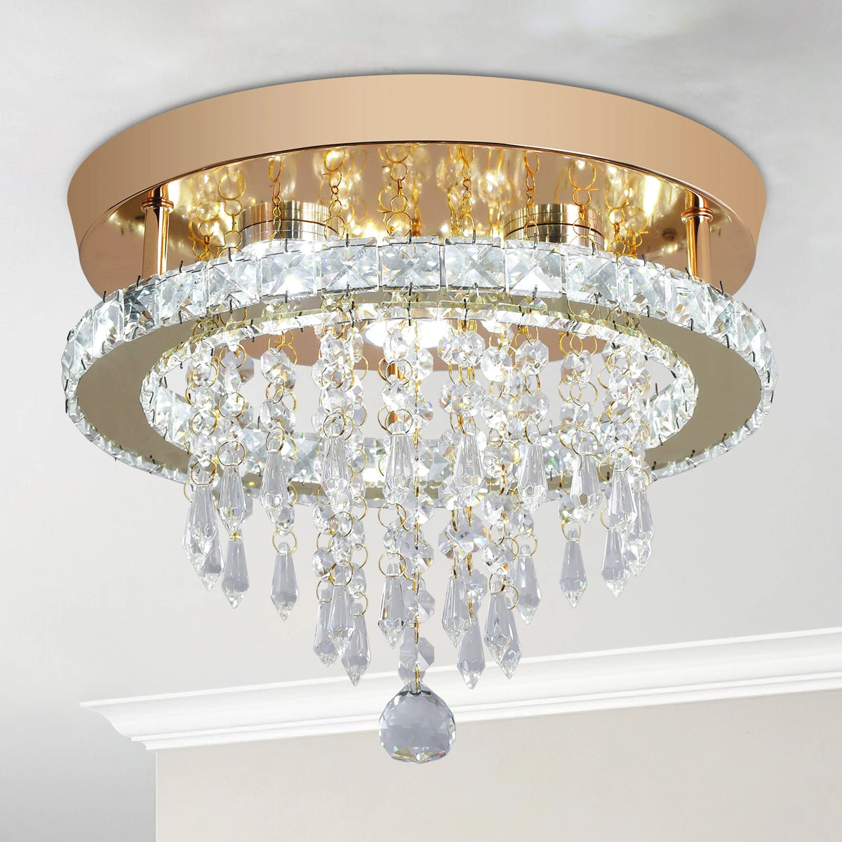 GreeLustr Modern Crystal Chandelier Led Ceiling Light