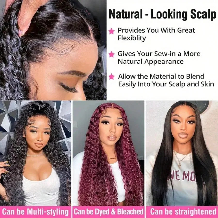 QZOQZO Brazilian Deep Wave Lace Front Wig With Human Hair