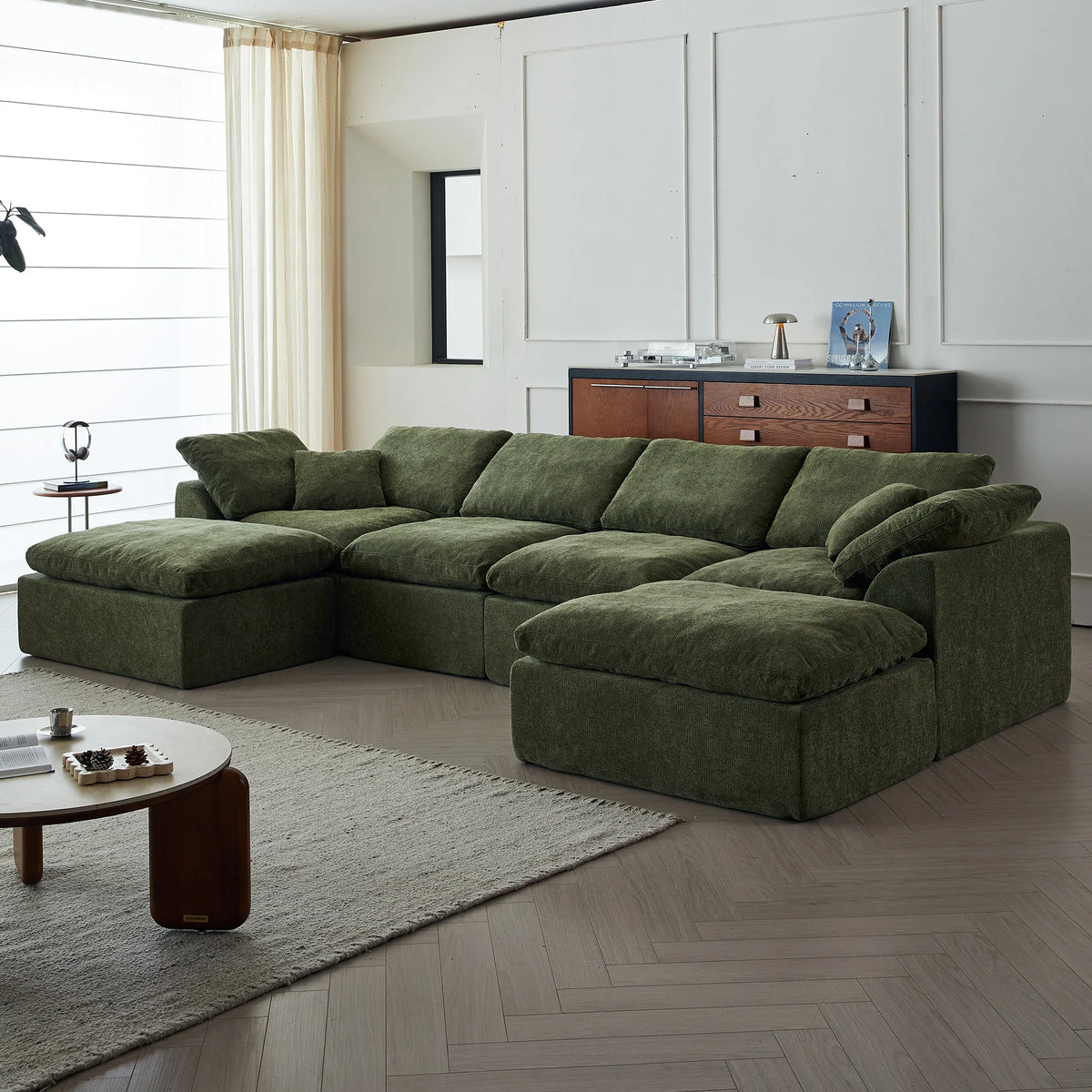 Yeflixvrau Modern U Shaped Cloud Sectional Sofa With Removable Cushions