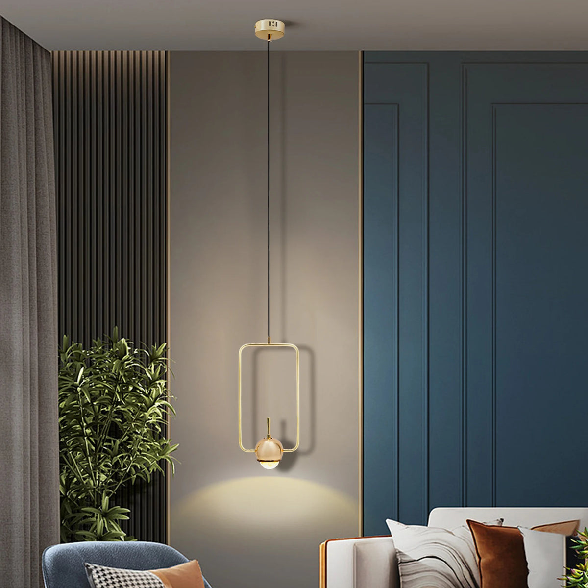 Bymaocar Rectangle Pendant Lamp Modern Ceiling Light Fixture