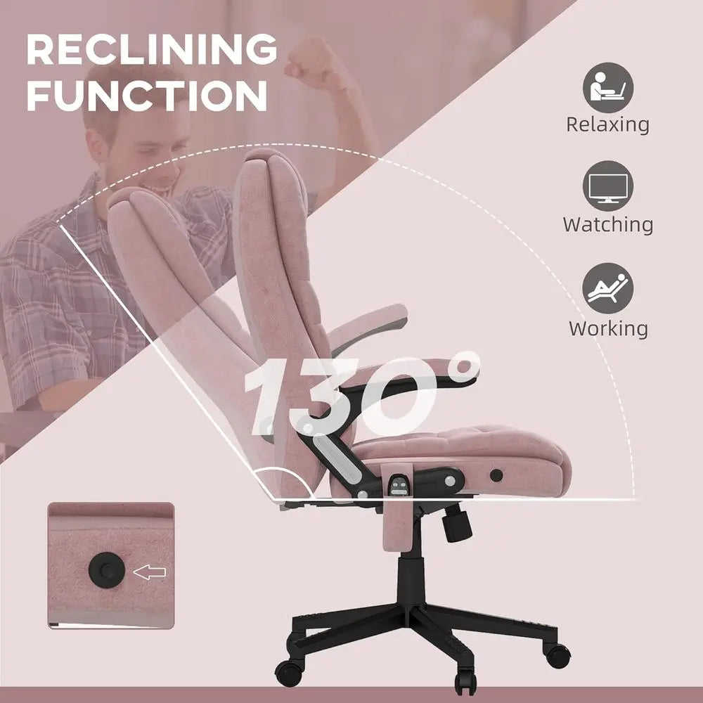 Executive Oice Chair with 6 Points Vibration Massage and Heated Lumbar Support, Velvet High Back Computer Chair with Reclining B