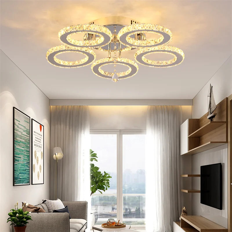 GreeLustr Crystal Ring Led Pendant Light Ceiling Lamp