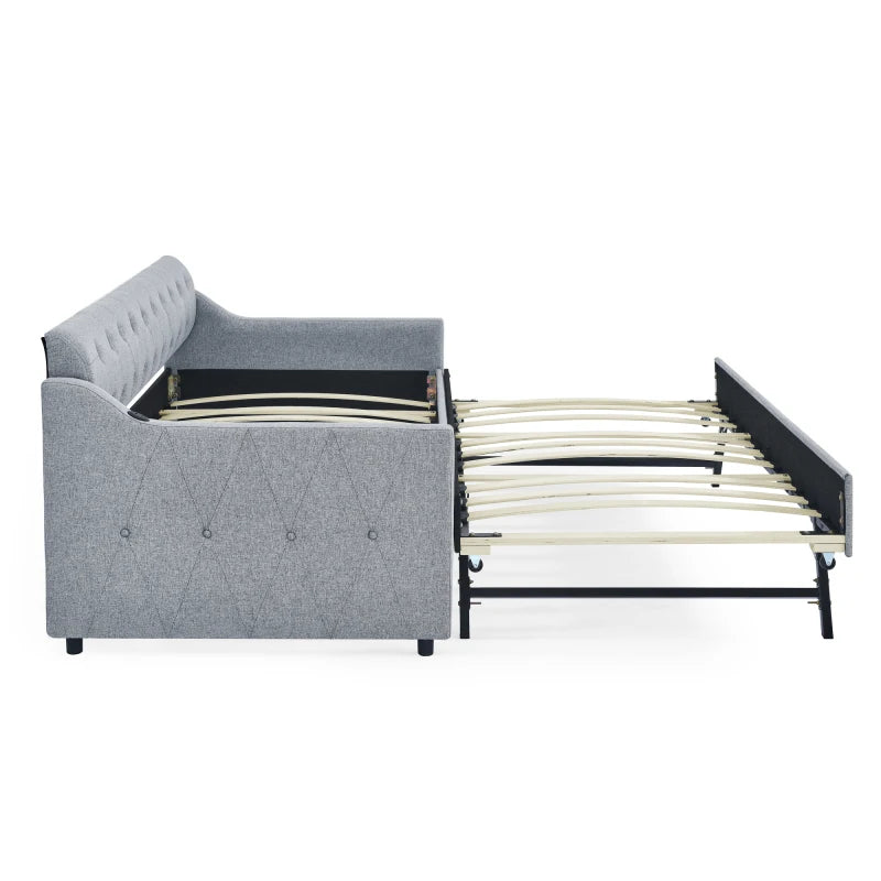 Upholstered Daybed With Pop Up Trundle And USB Charging Station