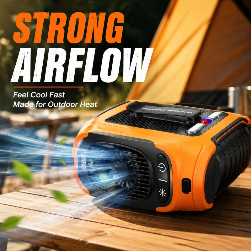 Portable Waist Fan with 8000mAh Rechargeable Battery LED Light Brushless Motor 5 Speed Levels Lasts 5-8 Hours for Outdoor Use