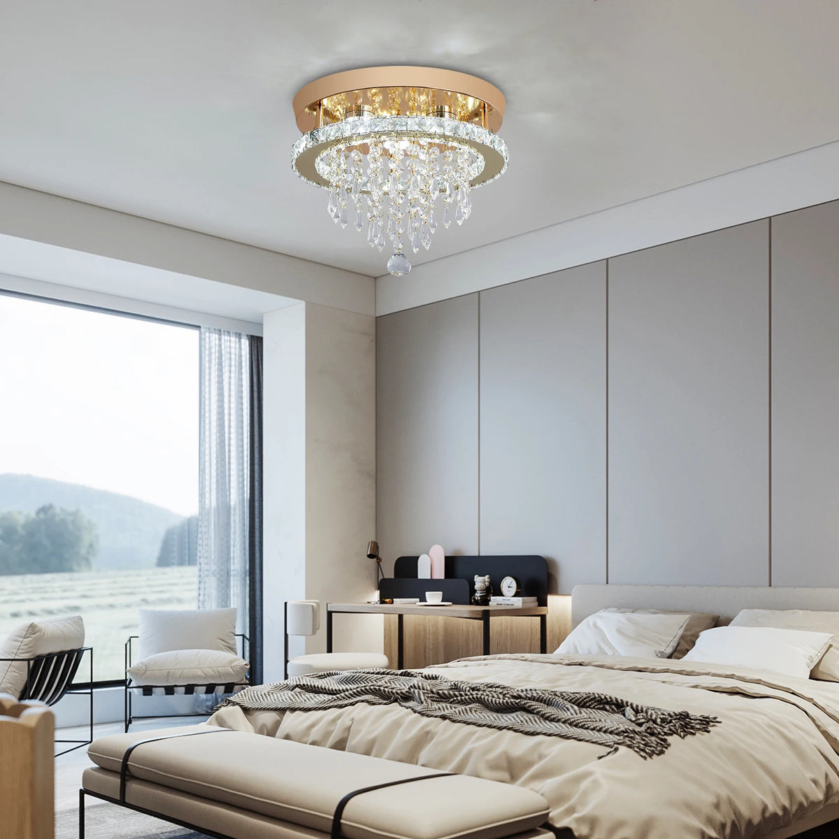 GreeLustr Modern Crystal Chandelier Led Ceiling Light