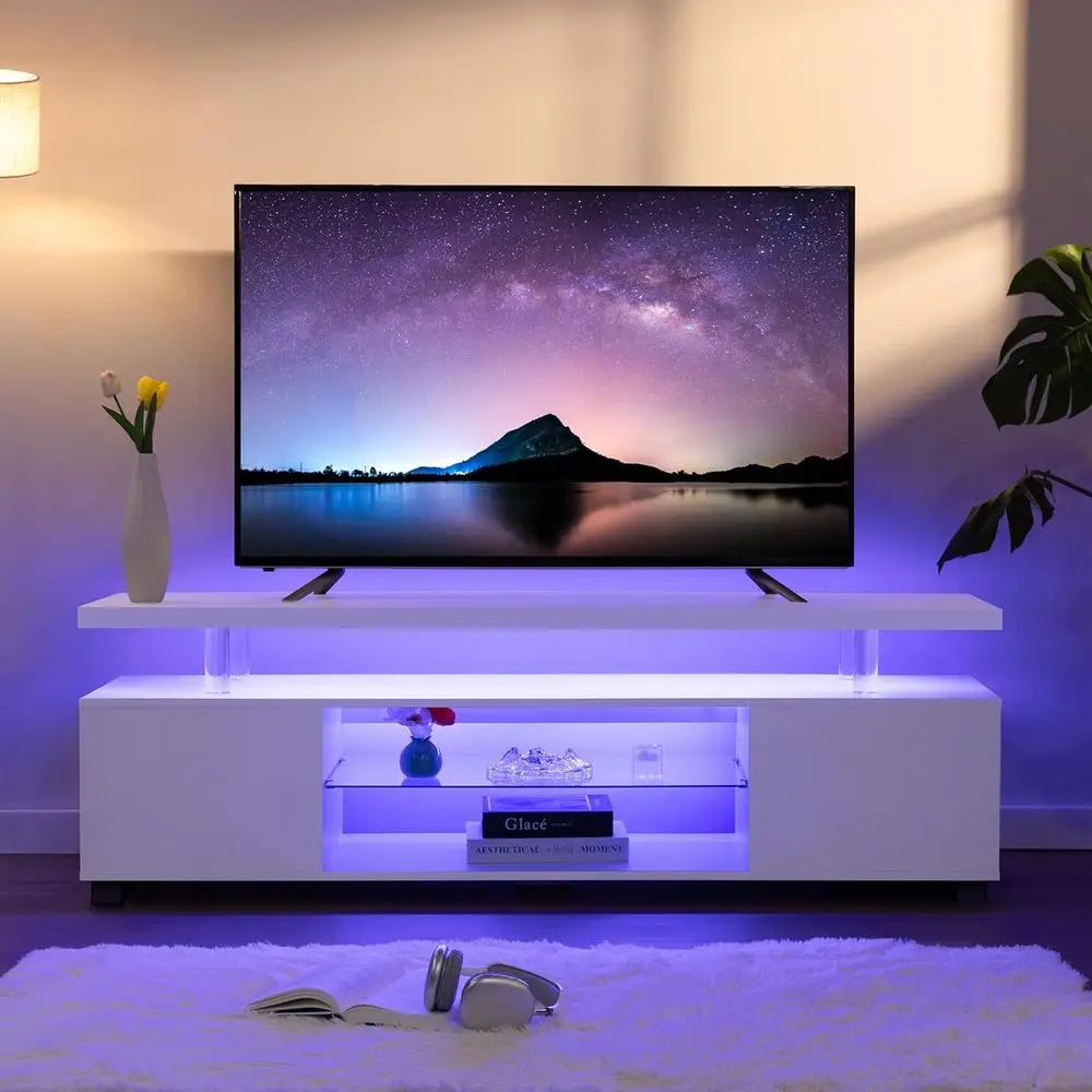 Modern LED TV Stand With Storage And Entertainment Center
