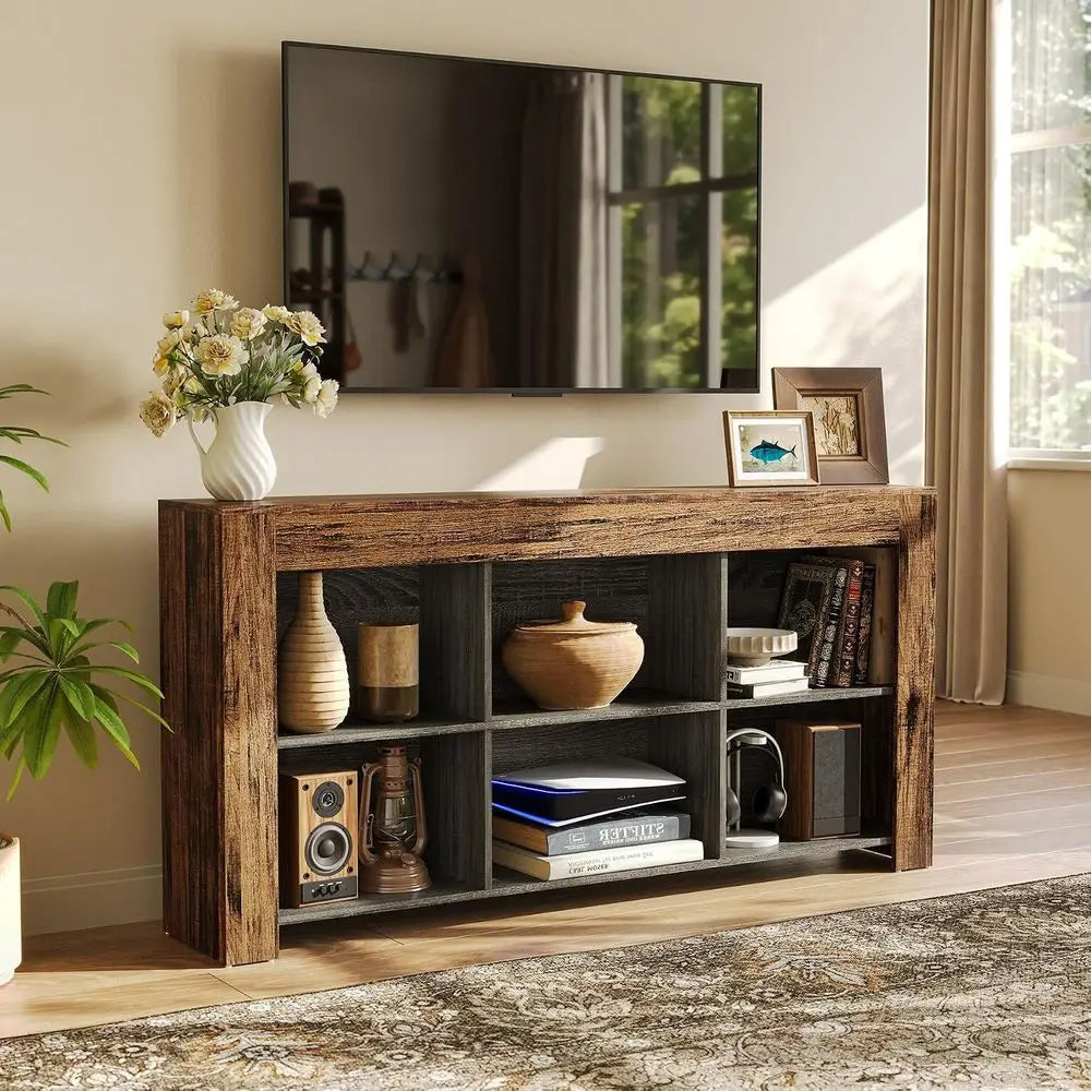 Modern TV Stand with Storage Shelves and Media Console for Living Room