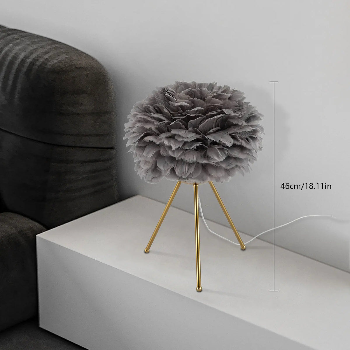 Feather Table Lamp With Metallic Finish For Indoor Home Decor E26