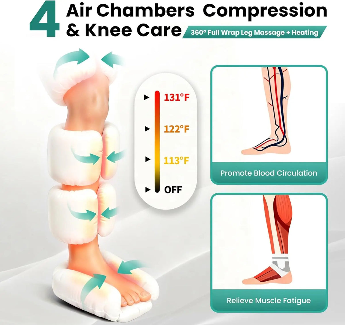 Leg Massager With Heat And Air Compression For Circulation Relief