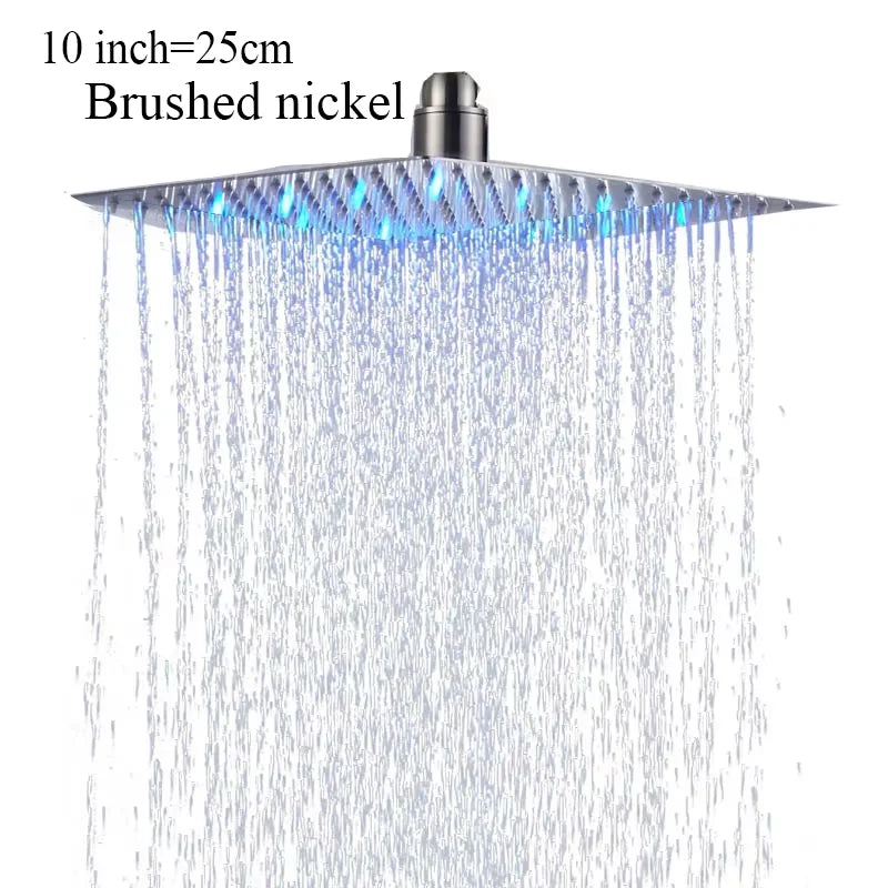 FMHJFISD LED Stainless Steel Rainfall Shower Head Water Saving