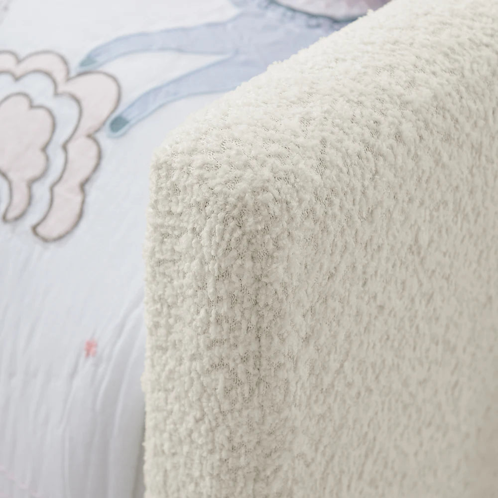 Rabbit Ear Upholstered Platform Bed With Safety Rail And Pocket