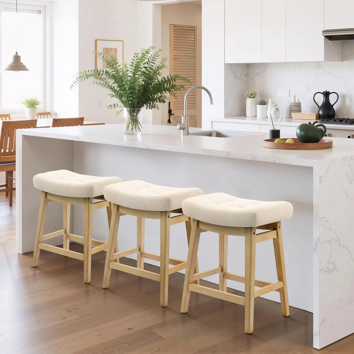 Backless Farmhouse Bar Stools for Kitchen Counter and Island Seating