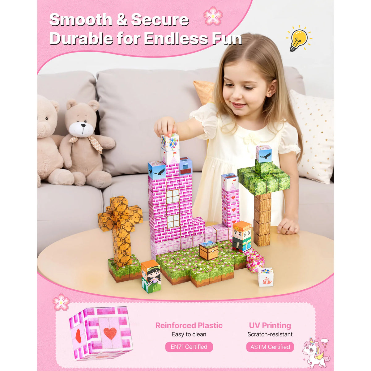SucceBuy Magnetic Princess Castle Building Blocks STEM Learning Toy Set