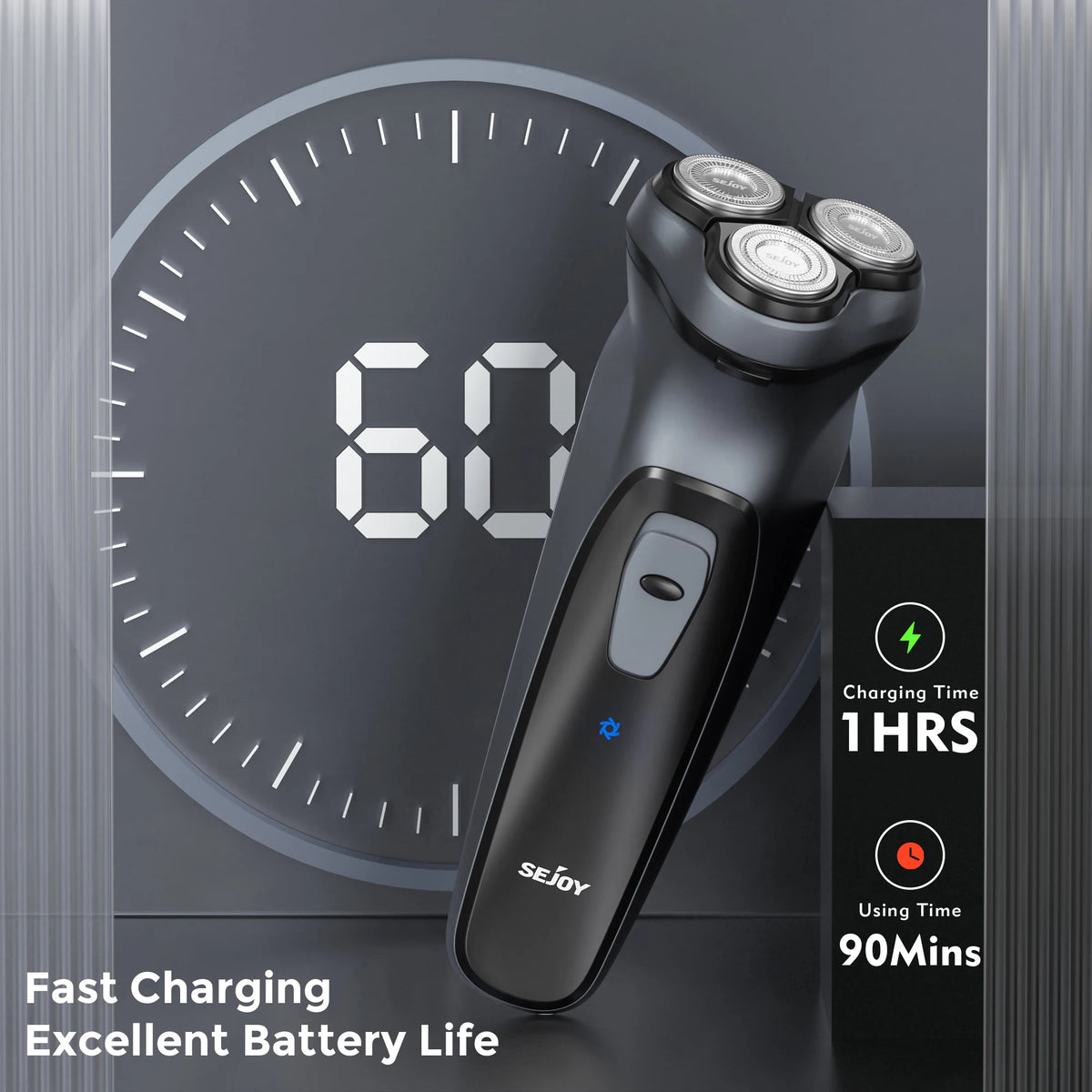 Sejoy 3D Floating Electric Shaver For Men Rechargeable Razor