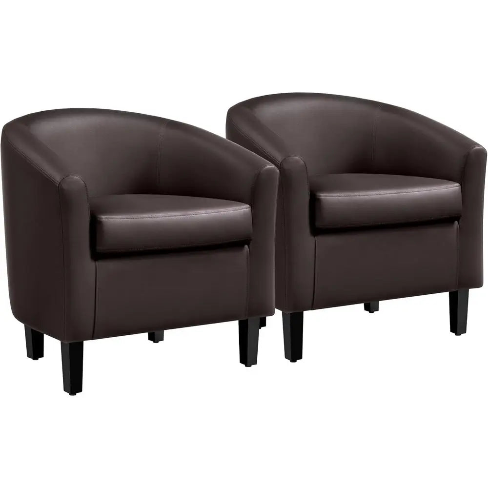 PU Leather Accent Chairs, ern Barrel Chairs Side Chairs, Comy Club Chairs with Sot Padded, 2 Chairs or Living Room/Bedroom/Readi