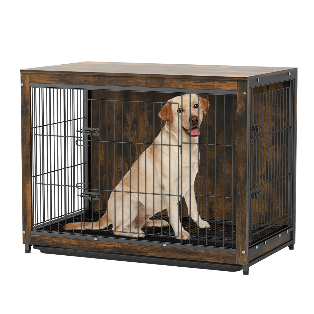 Modern Furniture Dog Cage,Pet Crate End Table,Indoor Wooden Kennel with Double Doors & Removable Tray for Small/Medium Dogs