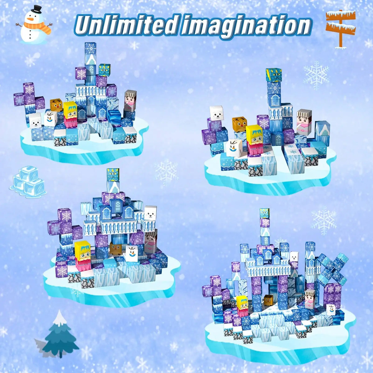 Magnetic Blocks Set Castle Build STEM Toy For Kids