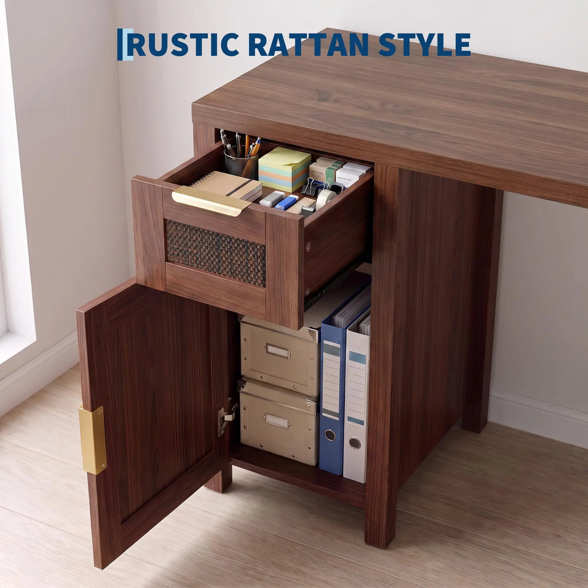 HiMISS Modern L Shaped Office Desk With Storage Shelves