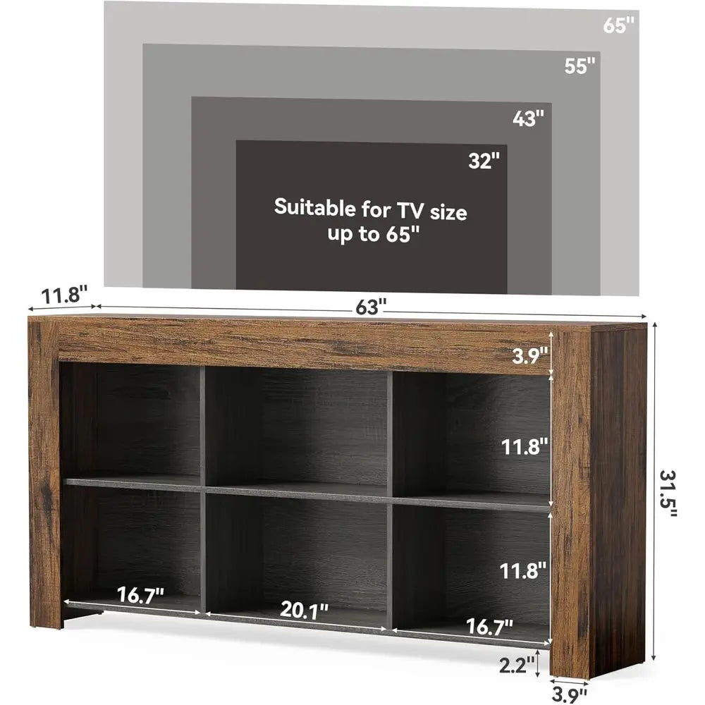 Modern TV Stand with Storage Shelves and Media Console for Living Room