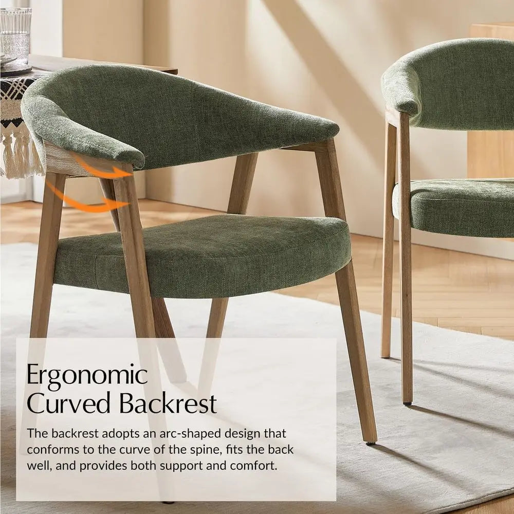 XMSJ Mid Century Modern Wooden Upholstered Dining Chairs With Arms