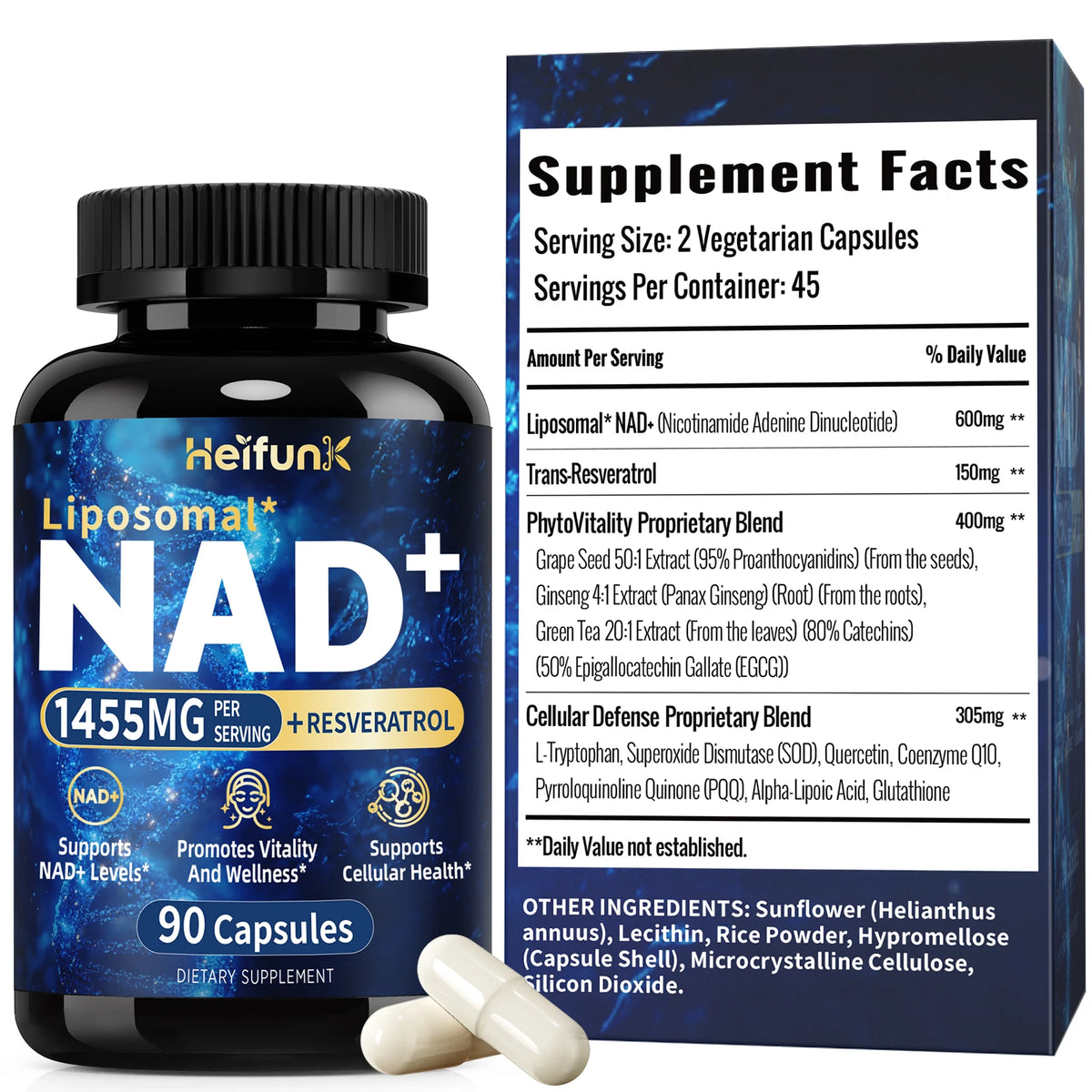 BIYODE Liposomal NAD Plus Supplement 1500mg 90 Capsules