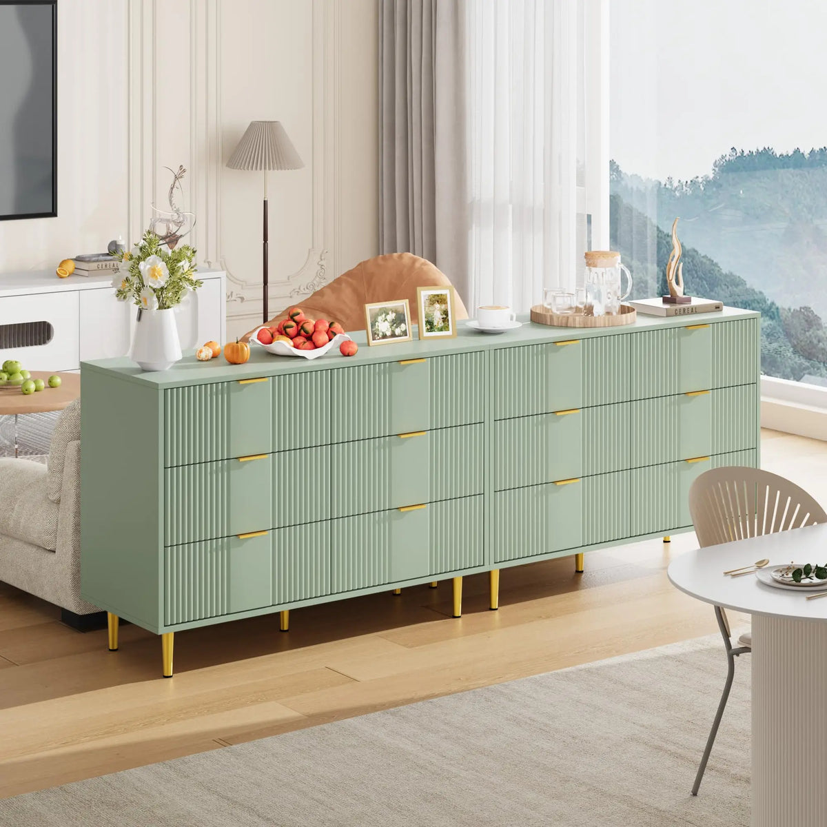 GAOMON Modern Fluted Wooden Bedroom Dresser With Metal Handles