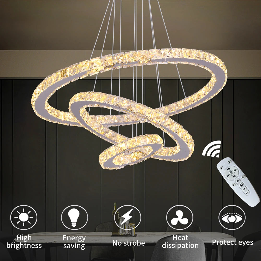 VETRULUS Modern Crystal Pendant Light LED Chandelier Ceiling Lamp