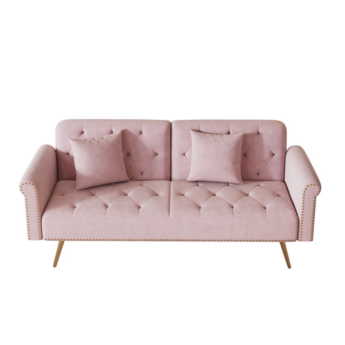 Modern Velvet Convertible Sofa Bed With Comfortable Matching Cushions