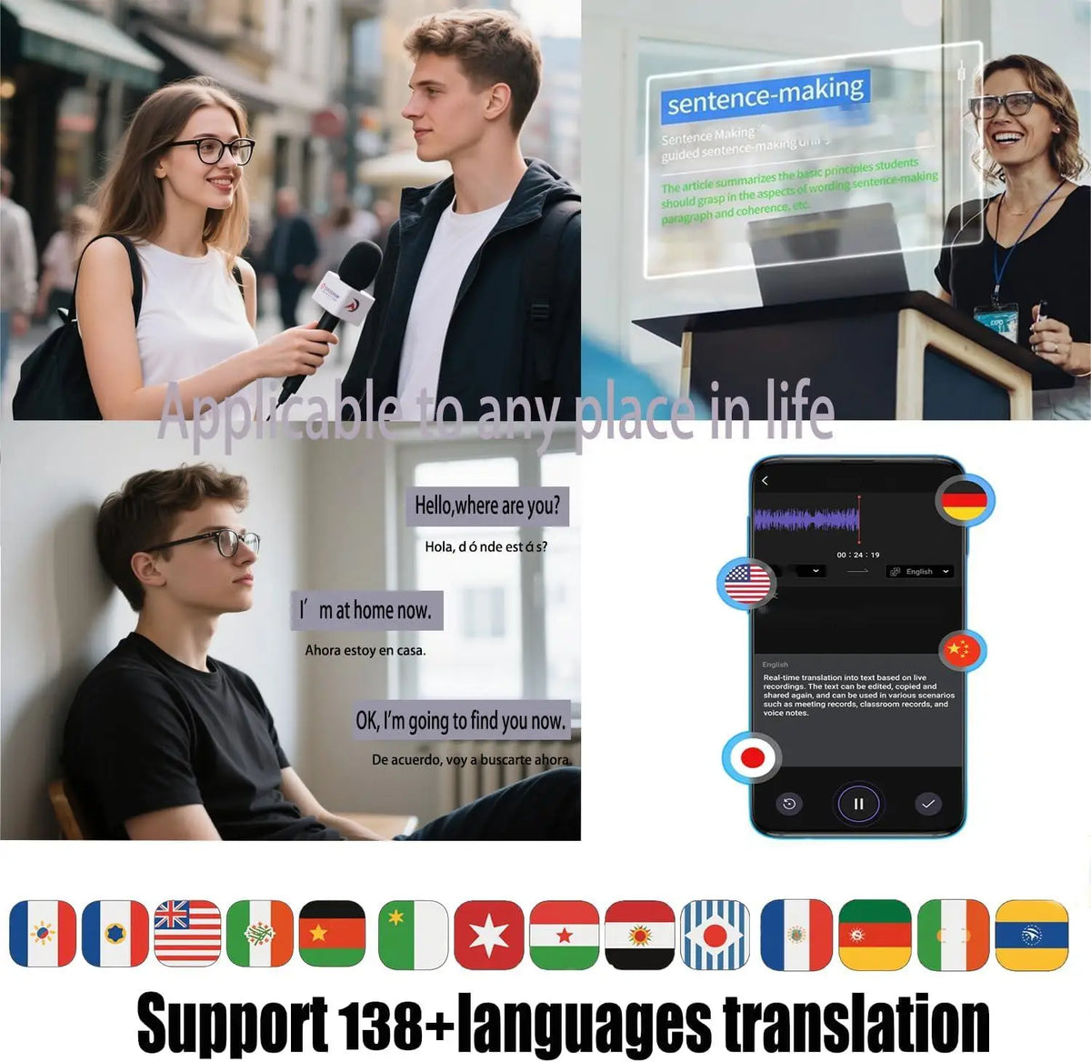 Giinova Ai Real Time Translator Smart Glasses With Photochromic Lenses