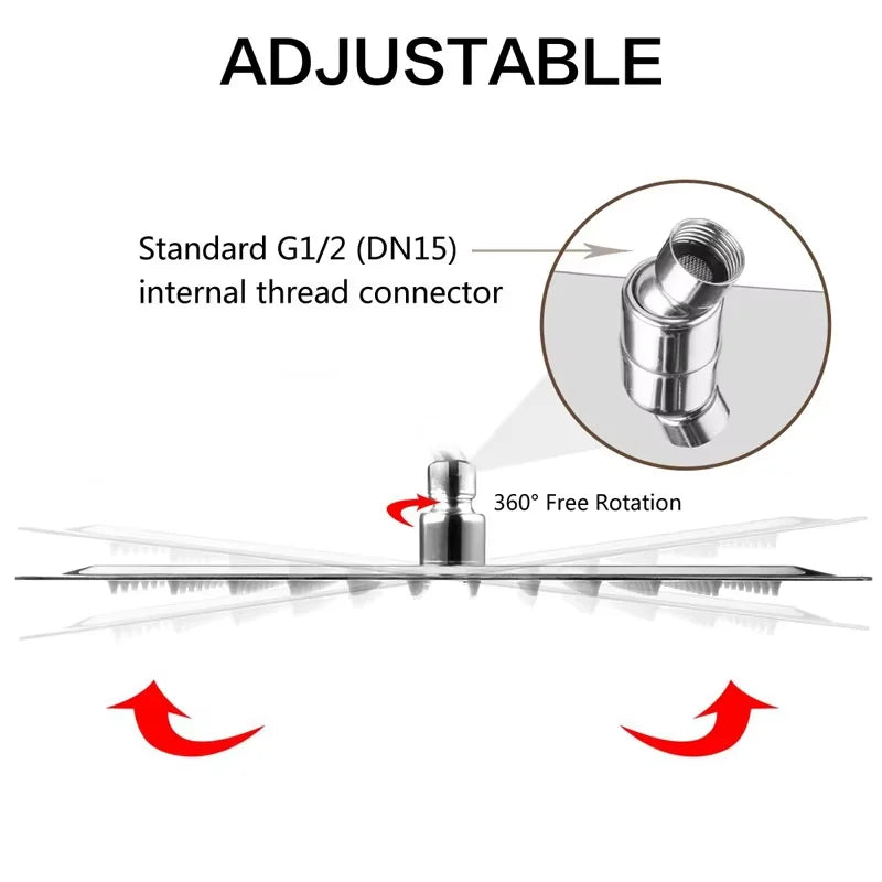 FMHJFISD LED Stainless Steel Rainfall Shower Head Water Saving