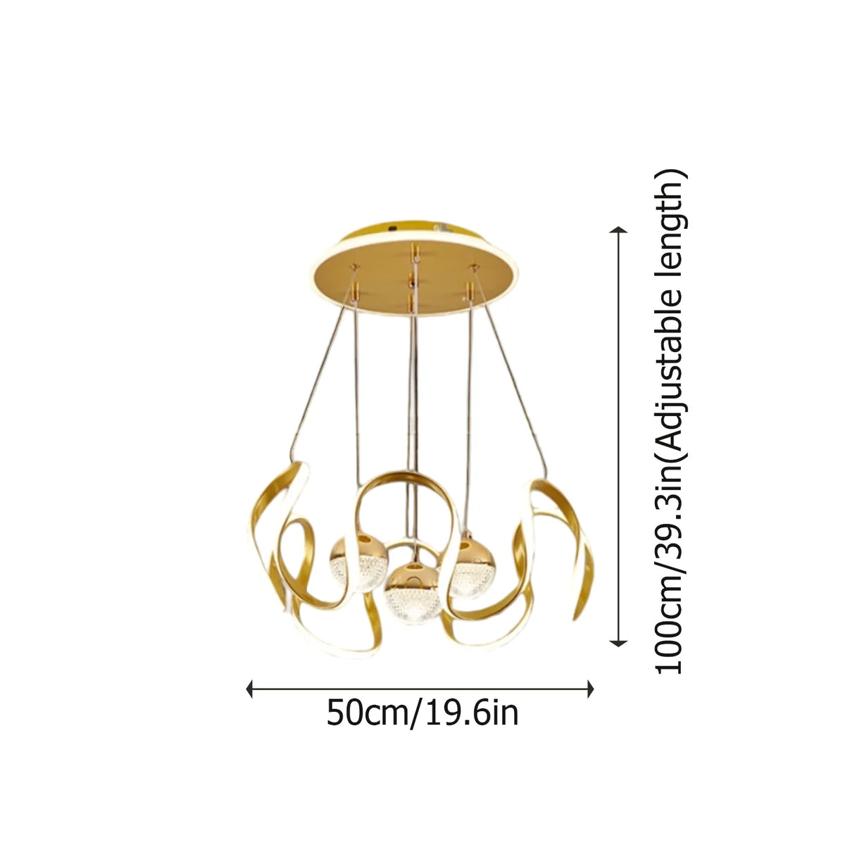 Modern LED Pendant Light With Wavy Ring And Remote Control