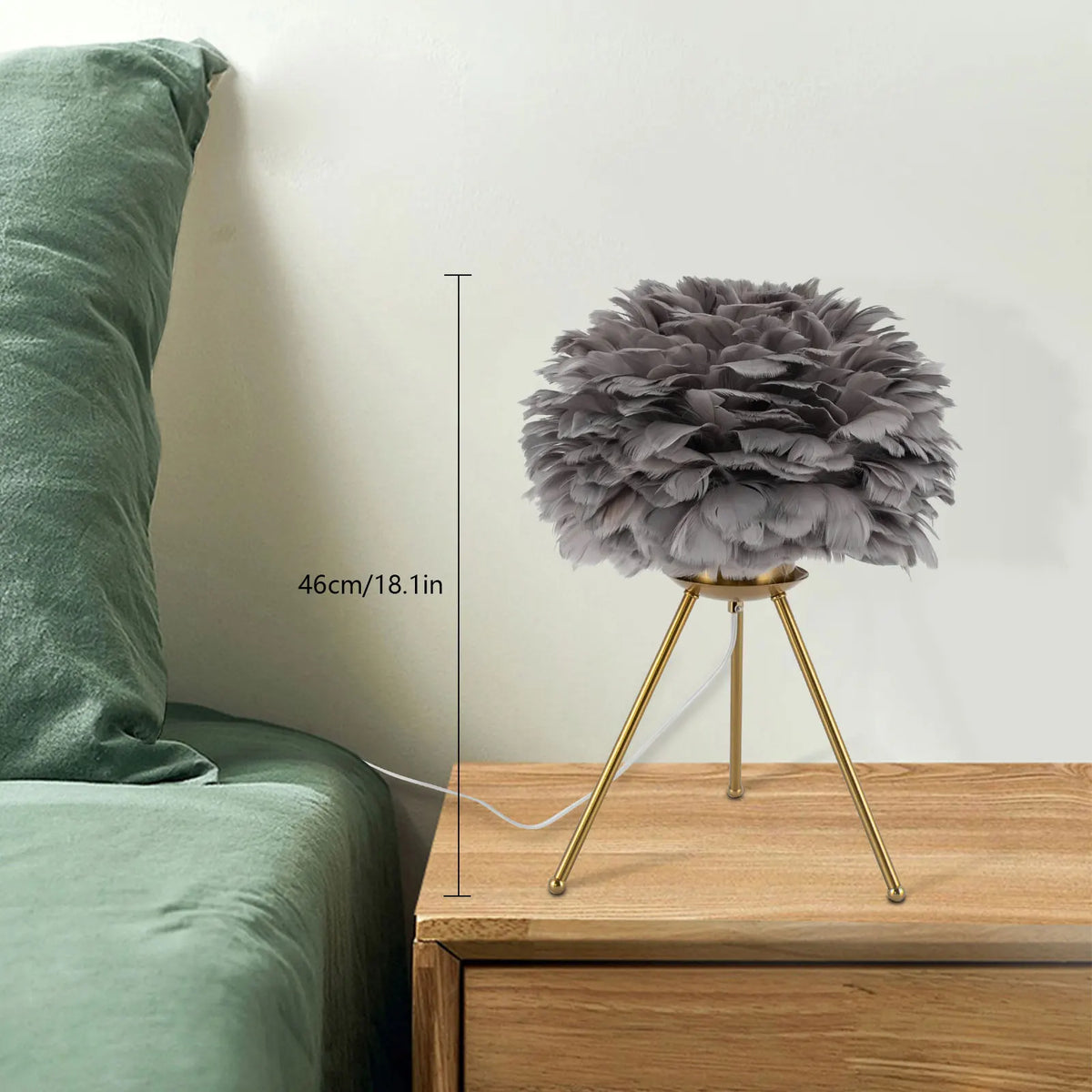 Feather Table Lamp With Metallic Finish For Indoor Home Decor E26