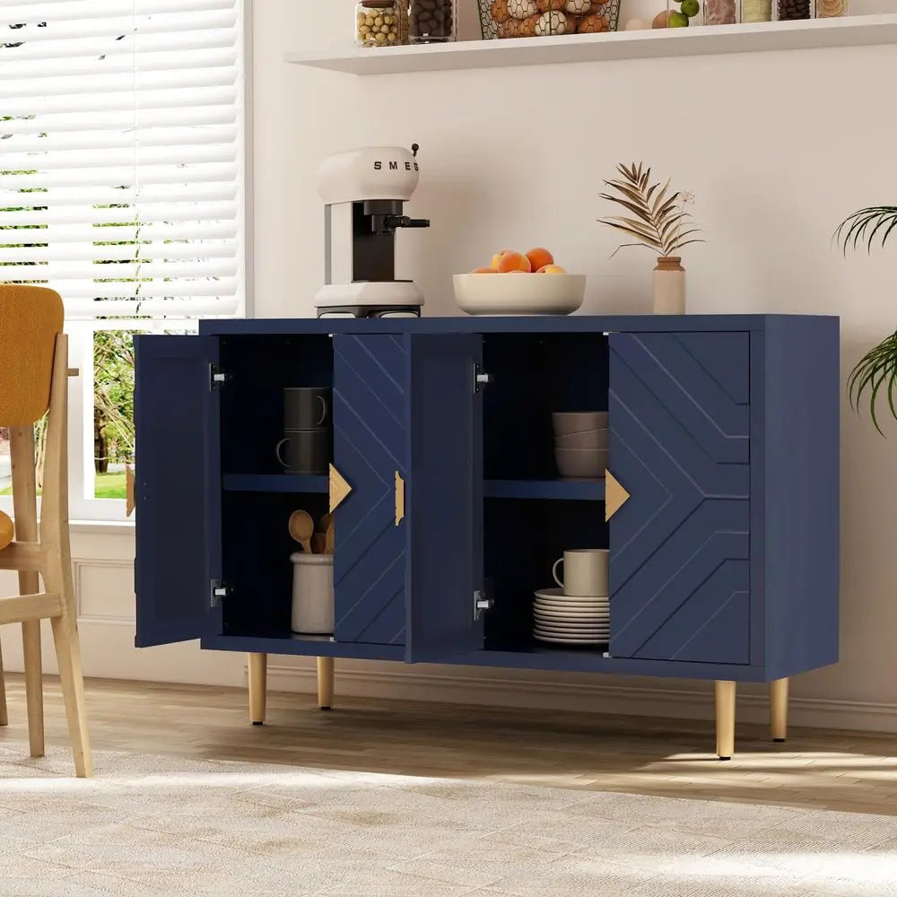XMSJ Modern Sideboard Buffet Cabinet With Embossed Doors And Shelves