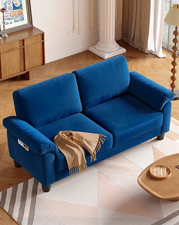 Vesgantti Mid Century Modern Velvet Loveseat Sofa With Wood Legs