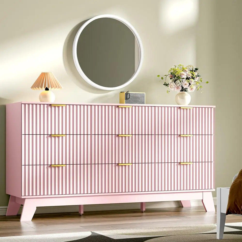 XMSJ 9 Drawer Modern Bedroom Dresser Chest for Storage