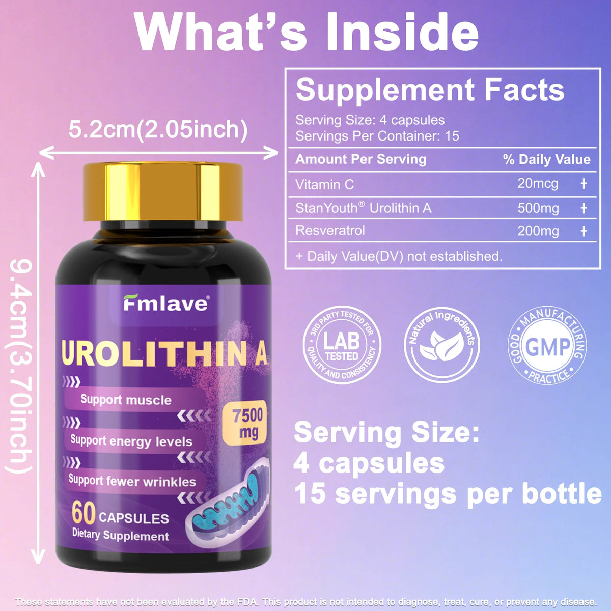 FMLAVE Urolithin A Supplement With Trans Resveratrol And Ubiquinol 12 In 1