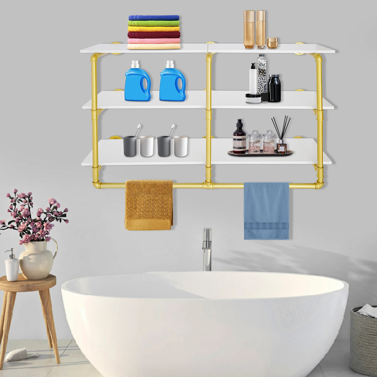 Bymaocar Three Tier Wall Mount Clothes Rack With 100 Lb Load Capacity