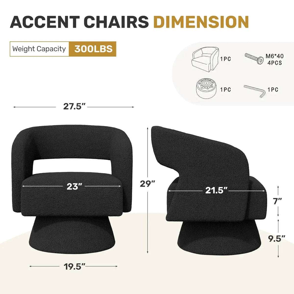 Swivel Accent Chair Set of Two Teddy Fabric Barrel Chairs