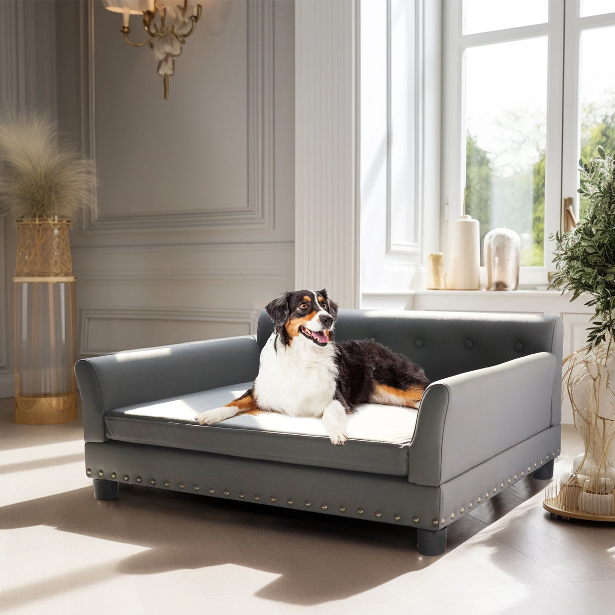 BINGOPAW Elevated Dog Bed Sofa Waterproof Microfiber Leather Cushion
