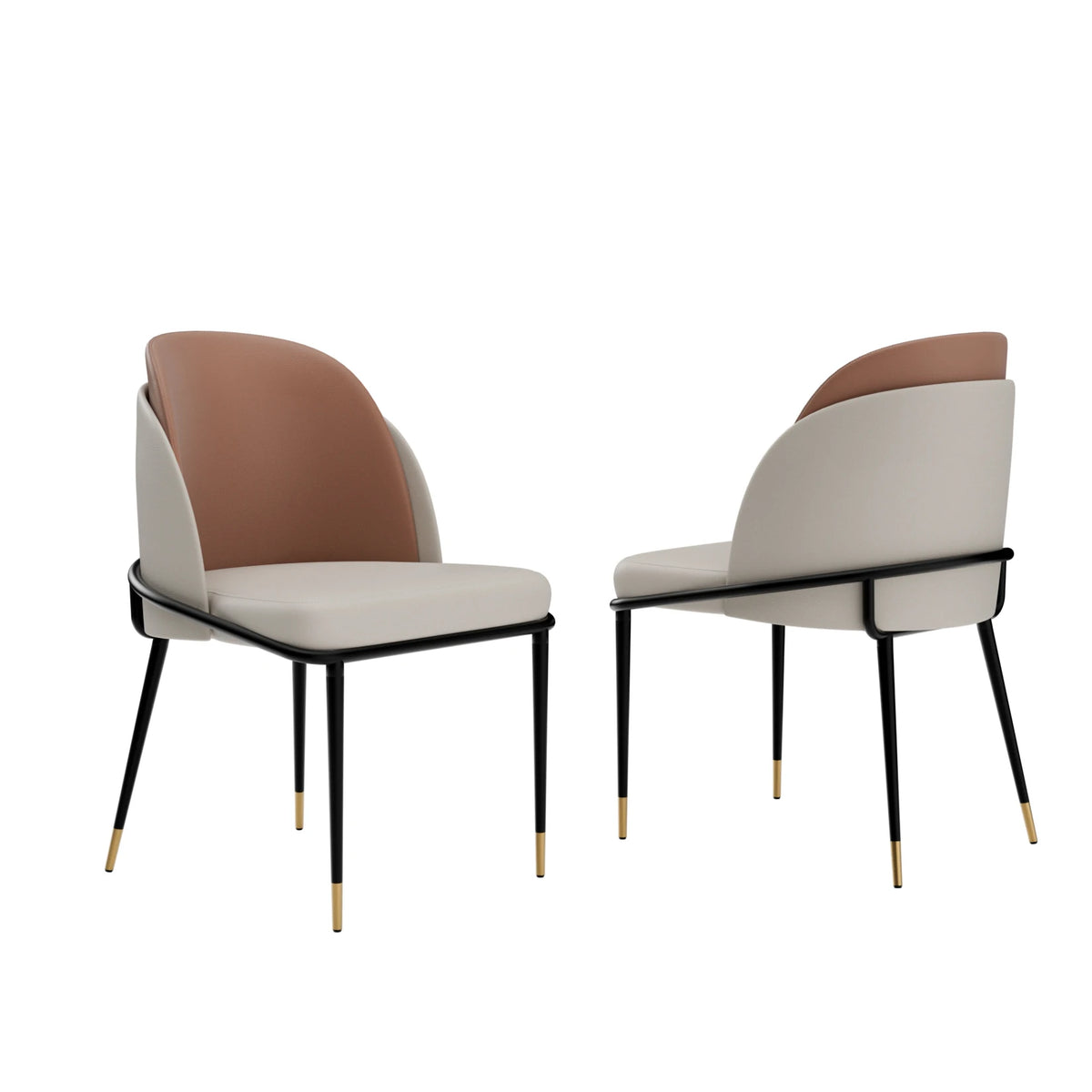 Upholstered Microfiber Silicone Leather Dining Chairs With Metal Frame