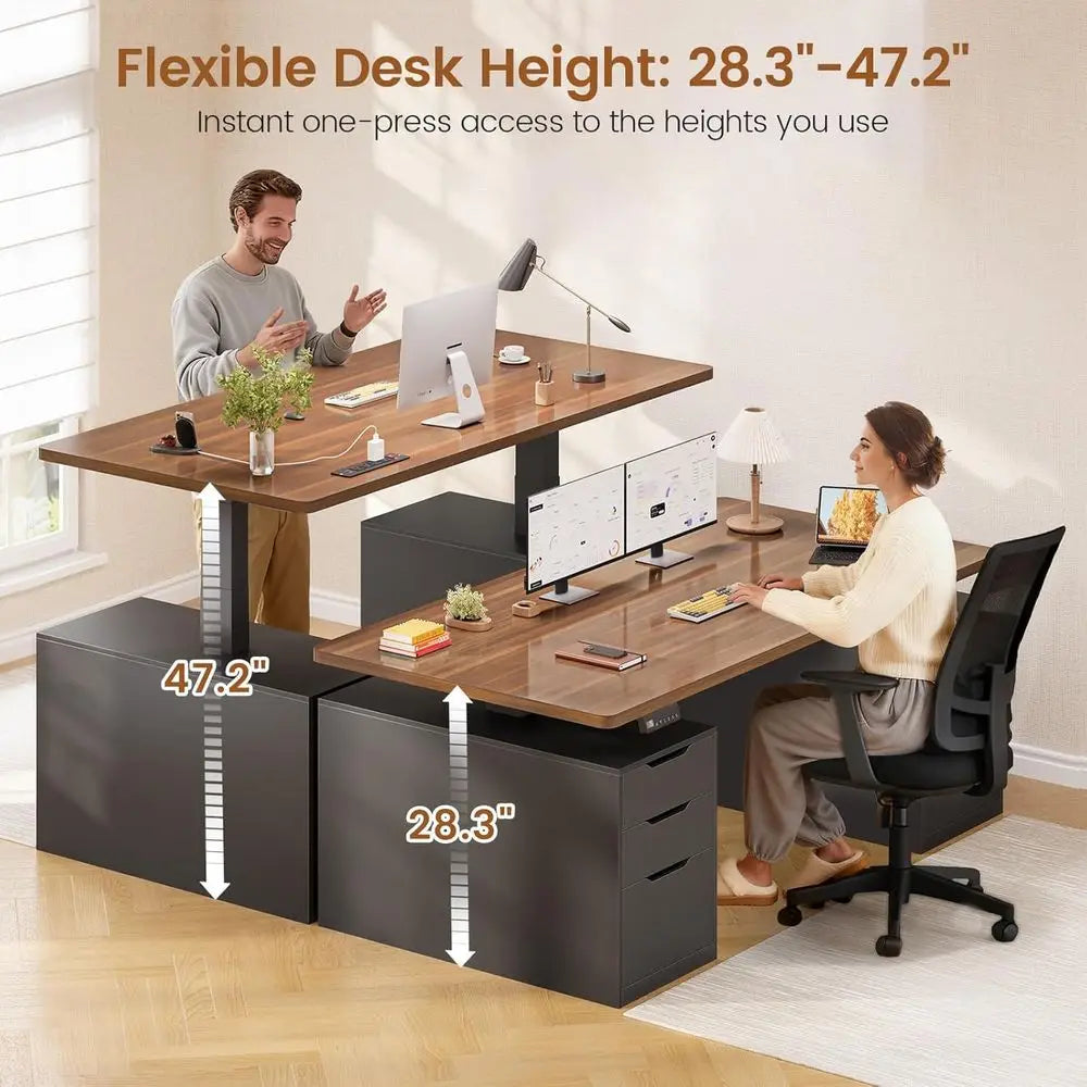 Electric Standing Desk with 6 Ders, 55" Adjustable Stand up Desk with Storage, Computer Desks with Power Outlets or Home Oice, B
