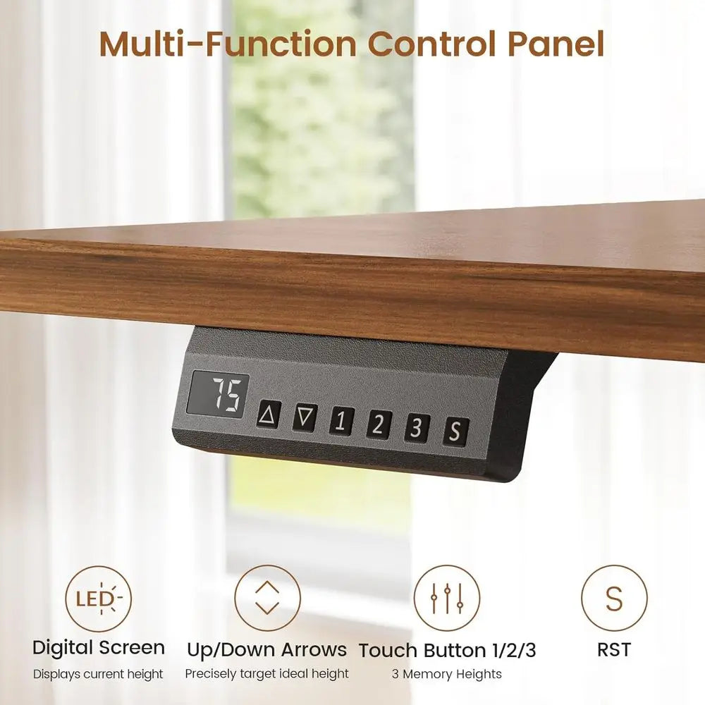 Electric Standing Desk with 6 Ders, 55" Adjustable Stand up Desk with Storage, Computer Desks with Power Outlets or Home Oice, B