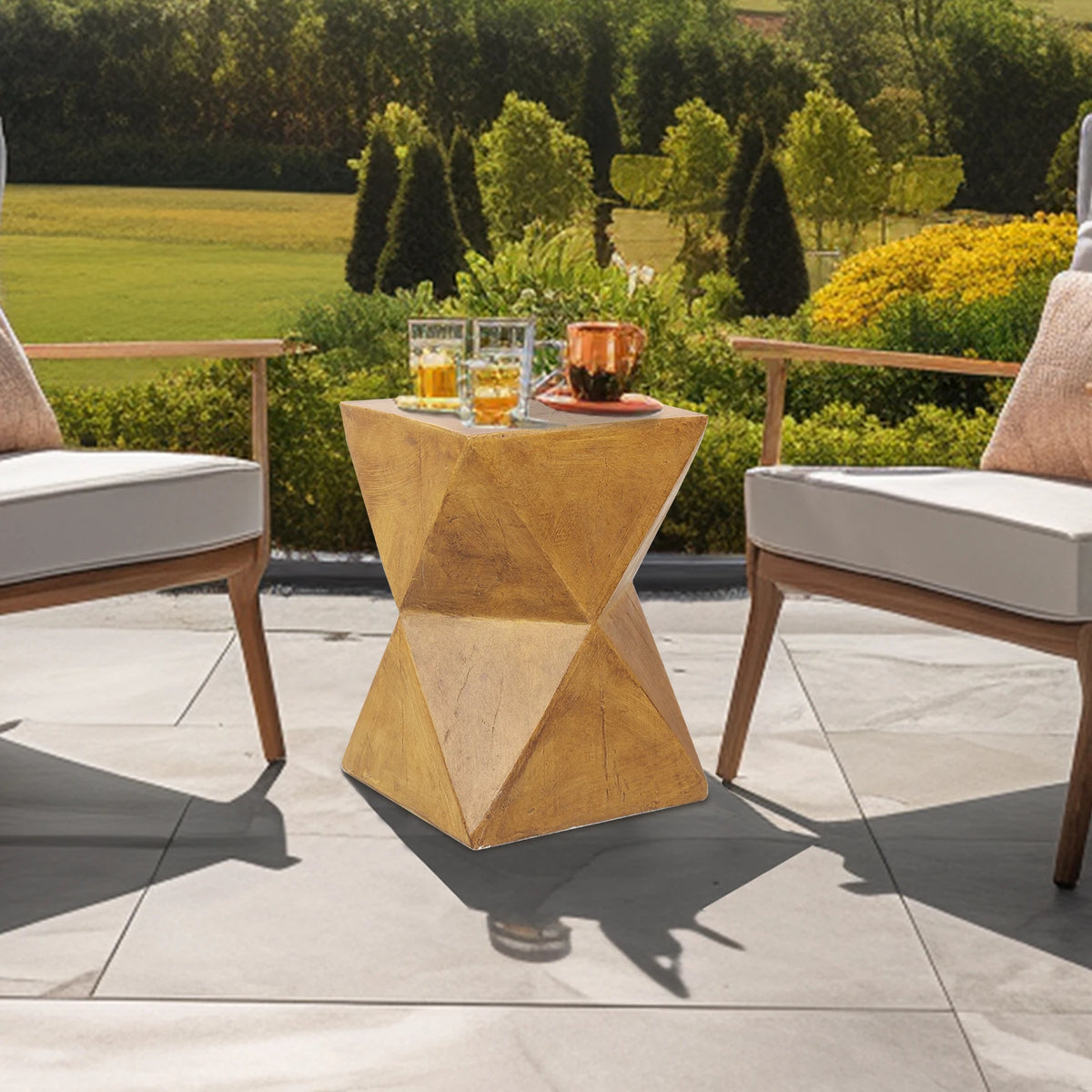 Modern Concrete Accent Side Table for Outdoor Patio Stylish End Table to Enhance Home Decor