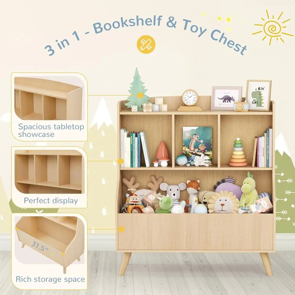 Lism 3-Tier Wooden Bookshelf with Spacious Top Slot