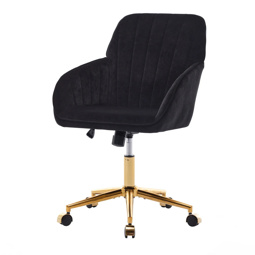 Orraves Adjustable Velvet Office Chair Ergonomic Swivel Desk Chair With Gold Base Comfy Backrest Seat For Home Bedroom Long Time Sitting
